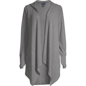 Scoop Grey Hooded Drape Front Cardigan, Size L, Like New